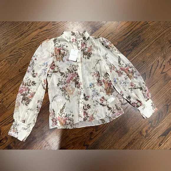 Zimmermann Floral Sheer Blouse and Short Set - Picture 7 of 9